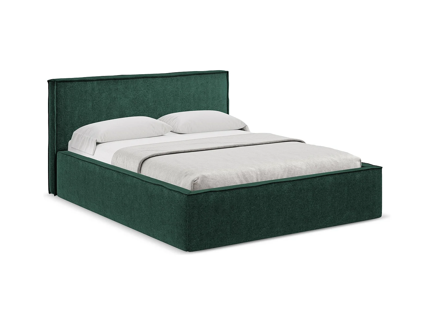 Bed met opbergruimte 180 x 228 - bouclé - flessengroen - ANANI