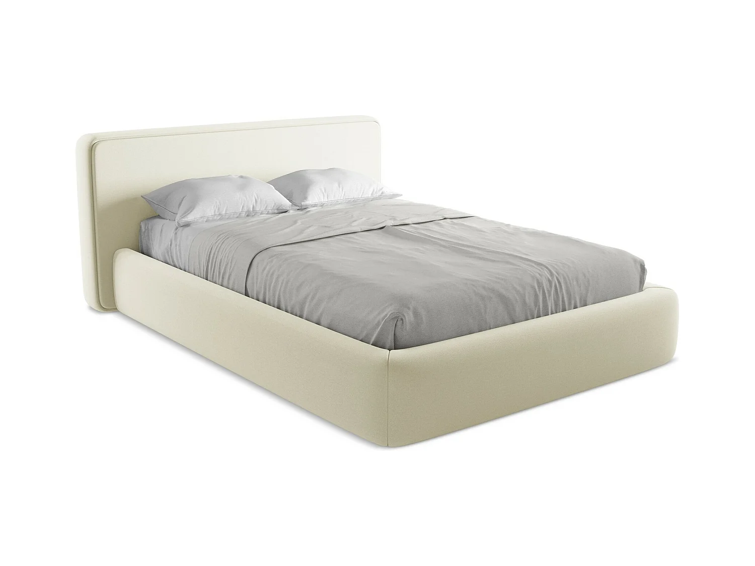 Lit coffre en tissu bouclette 140 x 200 - blanc - KIANA