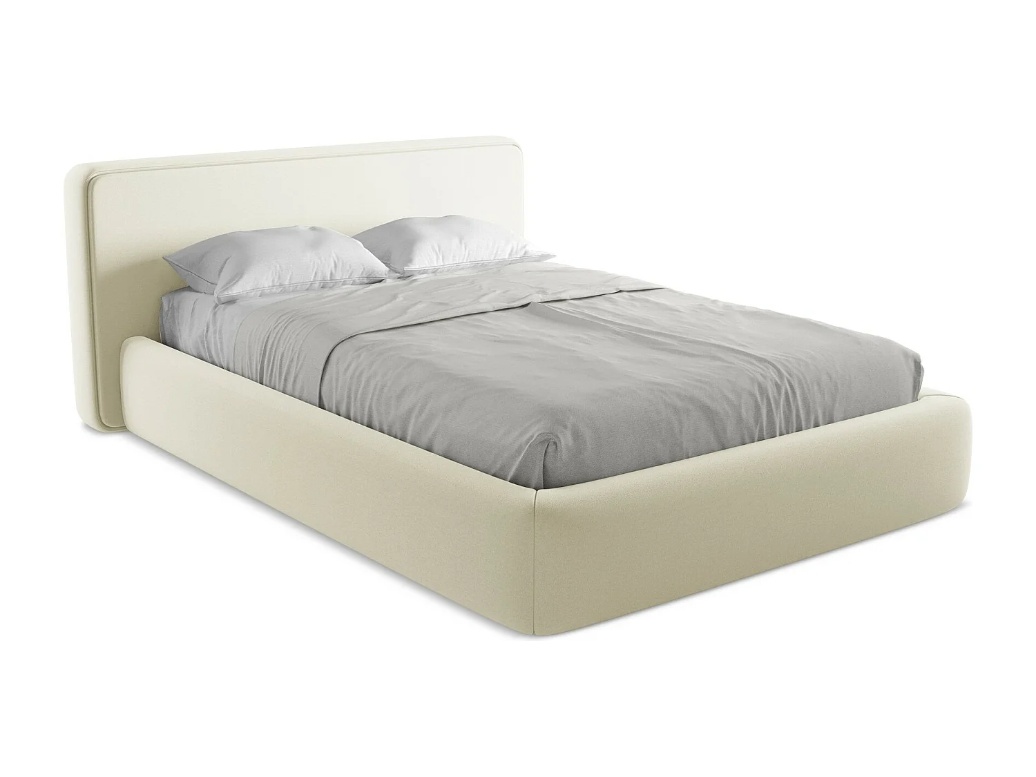 Lit coffre en tissu bouclette 140 x 200 - blanc - KIANA