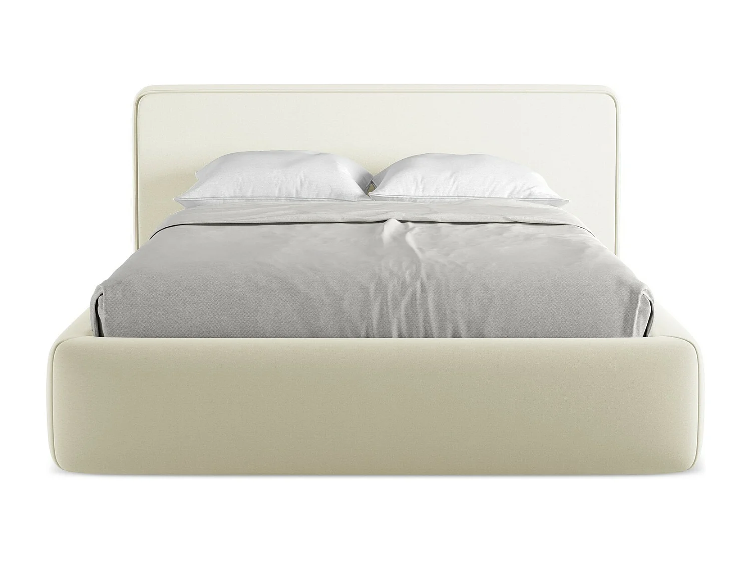 Lit coffre en tissu bouclette 140 x 200 - blanc - KIANA