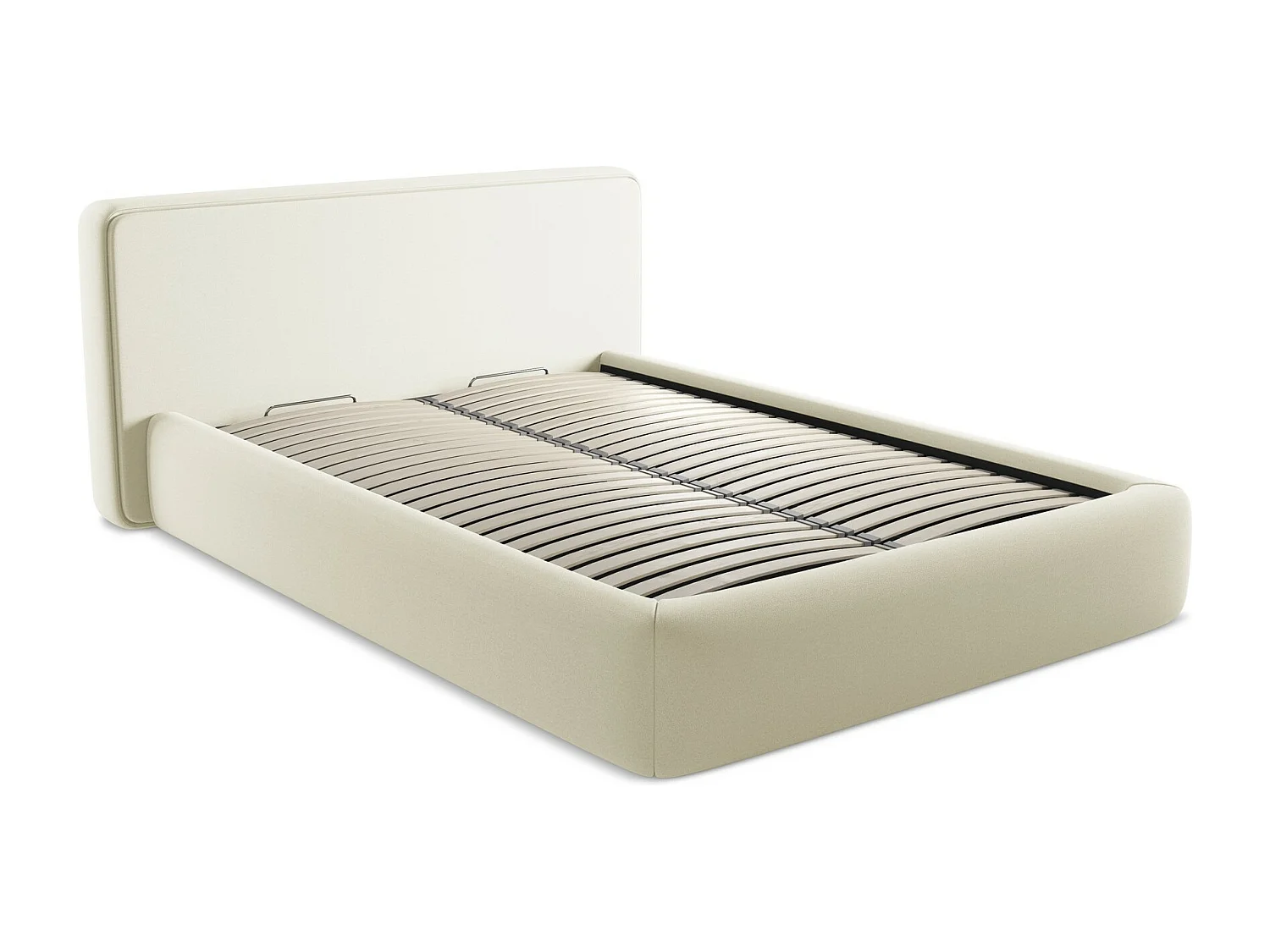 Lit coffre en tissu bouclette 140 x 200 - blanc - KIANA