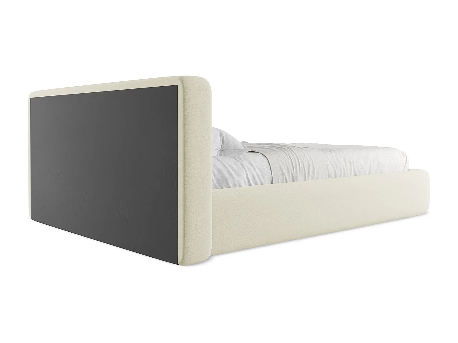 Lit coffre en tissu bouclette 140 x 200 - blanc - KIANA