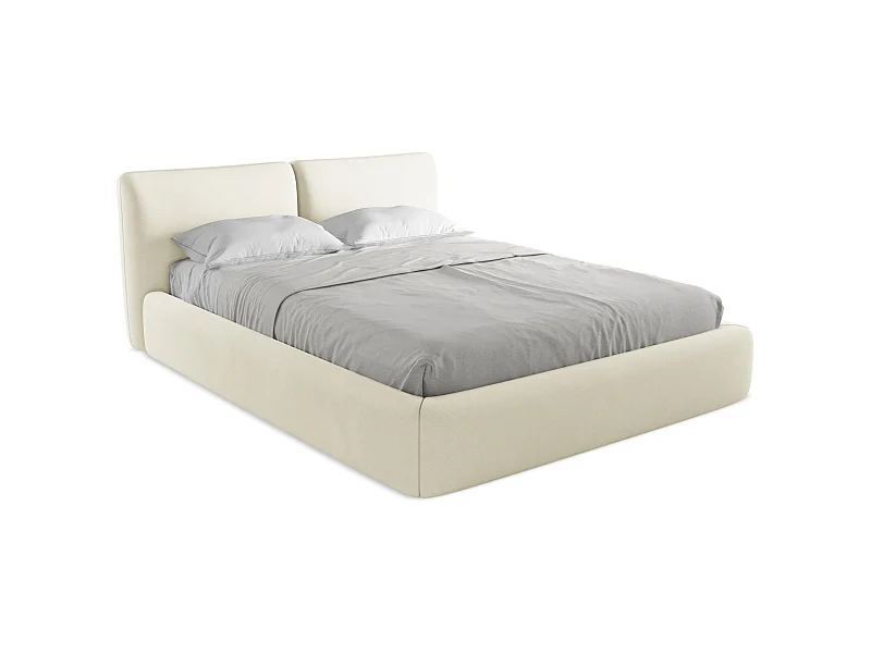 Bett mit Bettkasten - 180 x 228 - Chenille - Beige - HOKU