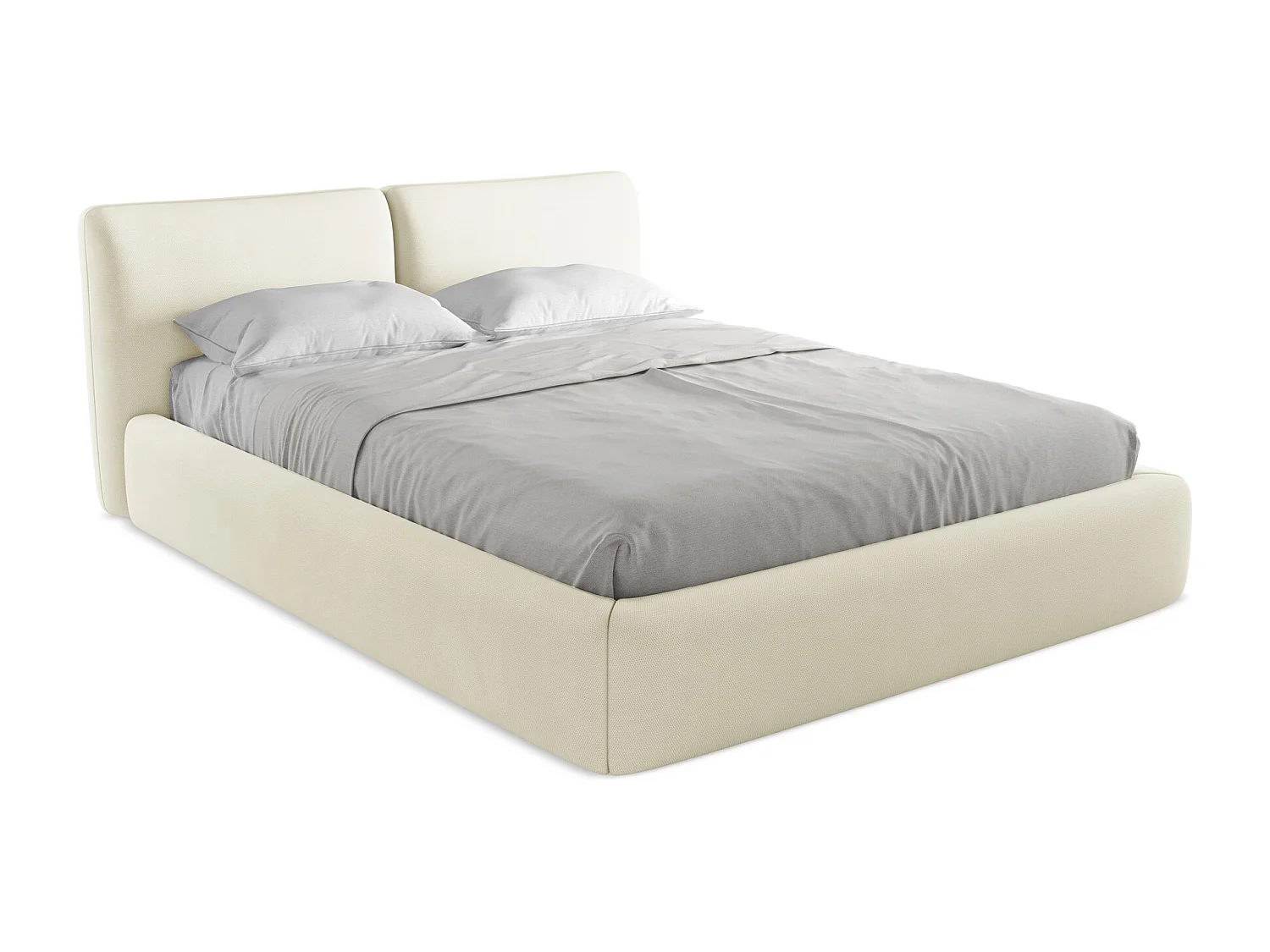 Lit coffre en tissu chenille 160 x 200 - beige - HOKU