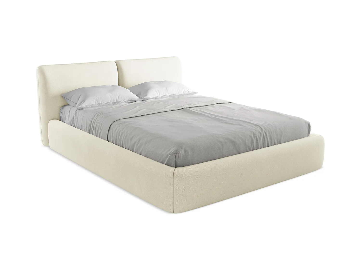Bett mit Bettkasten - 180 x 228 - Chenille - Beige - HOKU