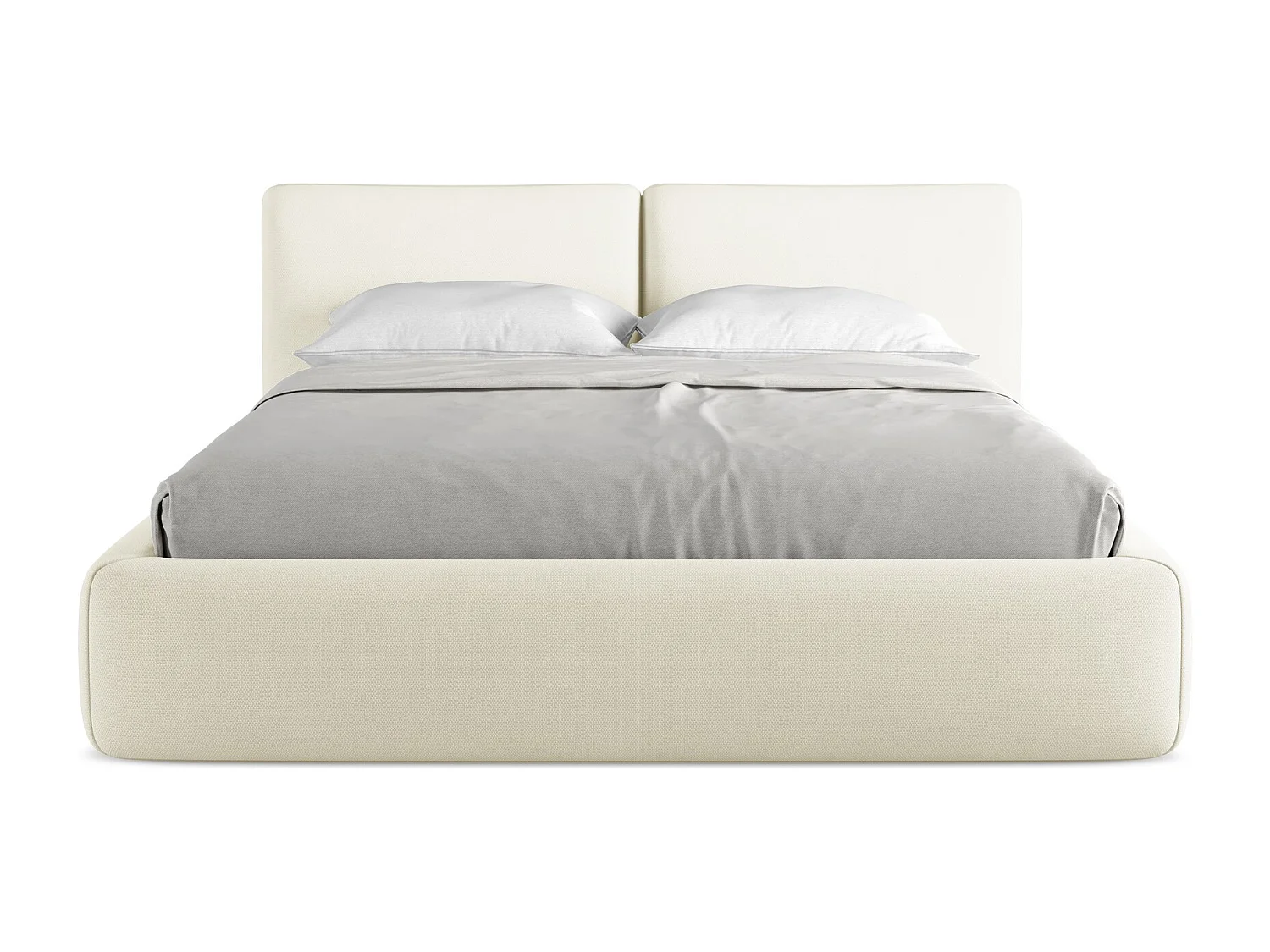 Lit coffre en tissu chenille 160 x 200 - beige - HOKU