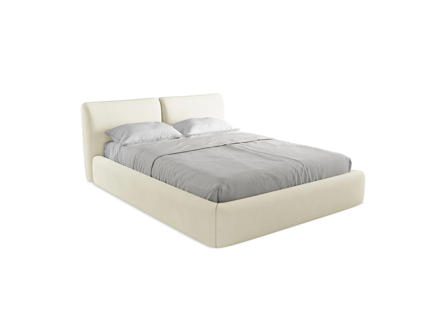 Bett mit Bettkasten - 180 x 228 - Chenille - Beige - MILANO