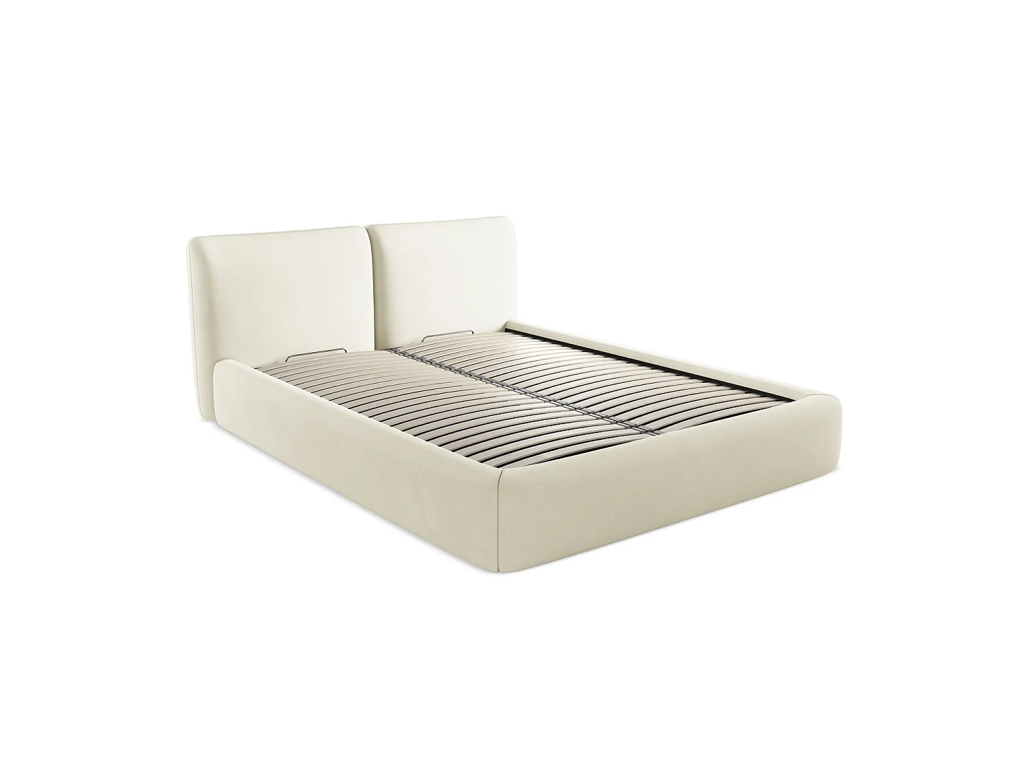 Bett mit Bettkasten - 180 x 228 - Chenille - Beige - MILANO