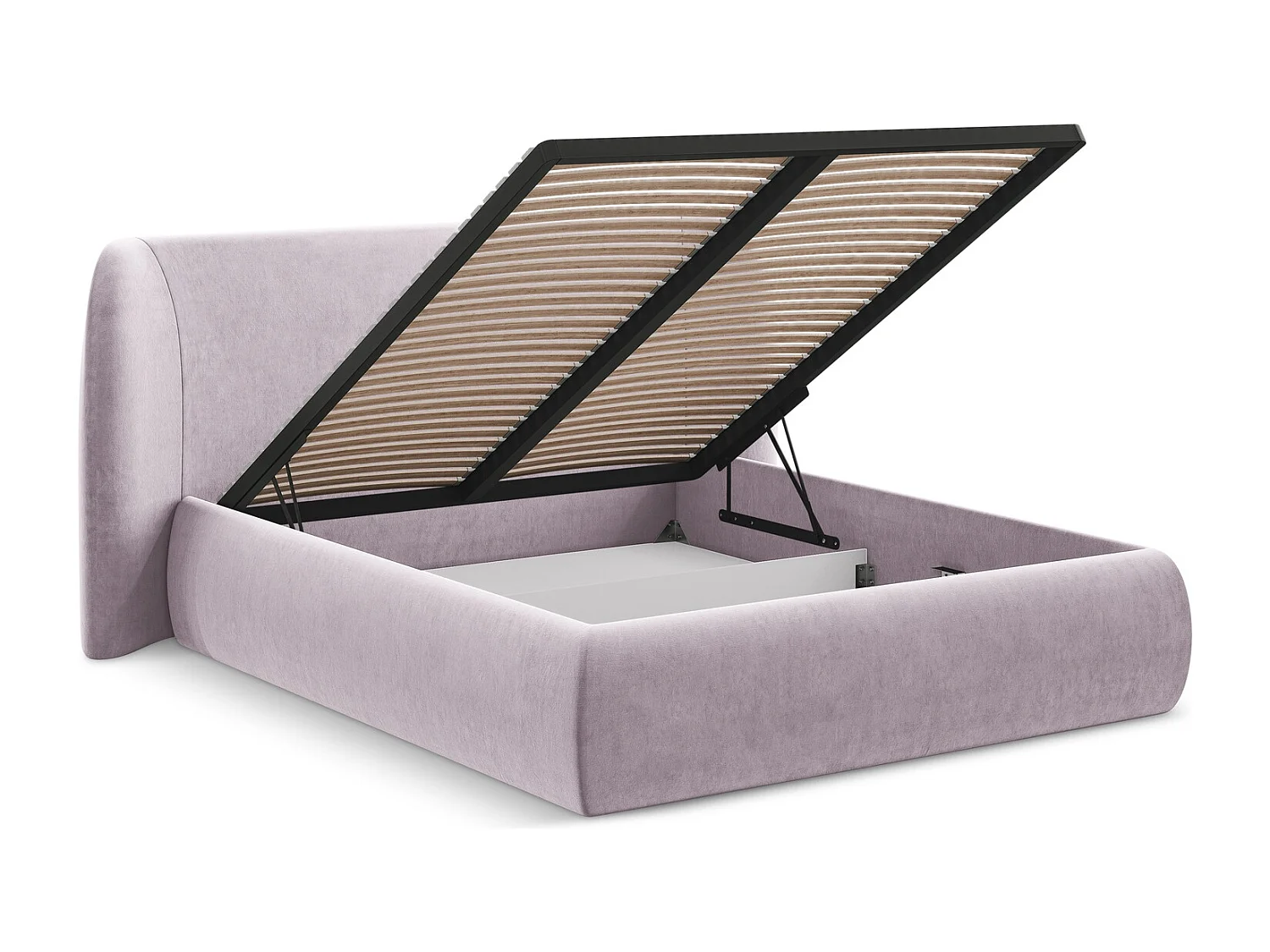 Bett mit Bettkasten - 190 x 215 - Samt - Lavendel - HAUKE