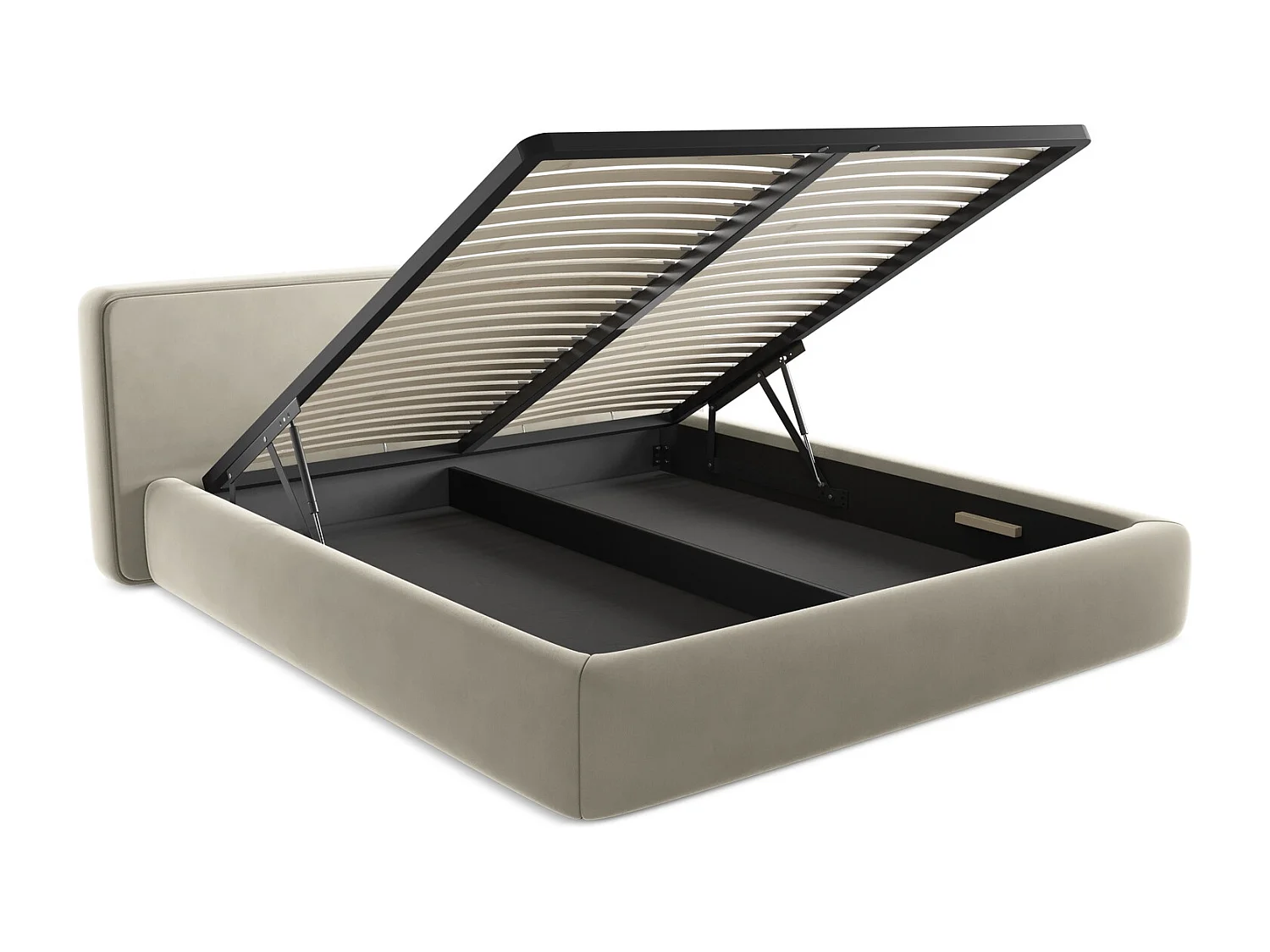 Bett mit Bettkasten - 220 x 225 - Samt - Perle - KIANA