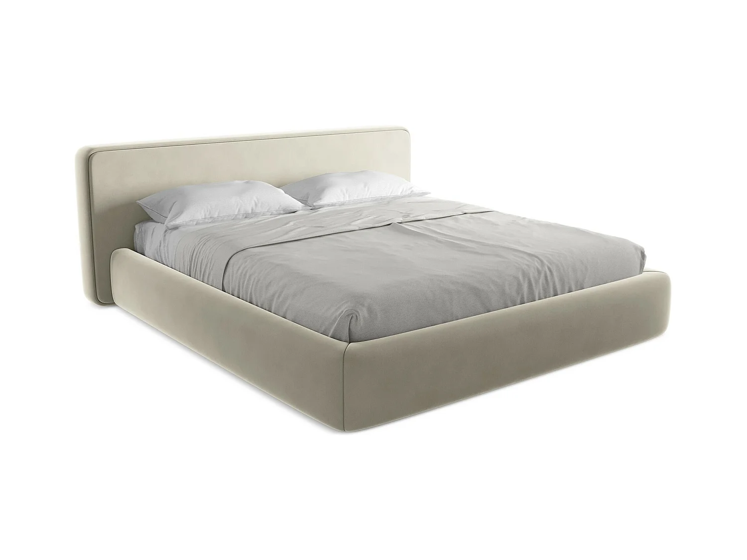 Lit coffre en velours 180 x 200 - perle - KIANA