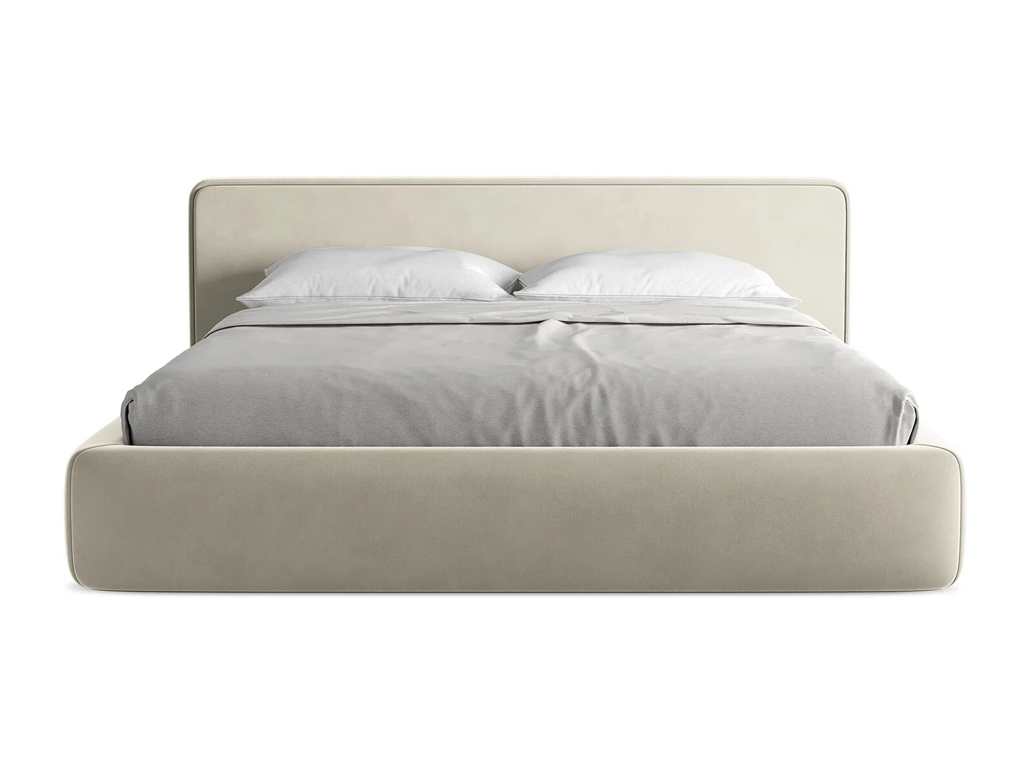 Lit coffre en velours 180 x 200 - perle - KIANA