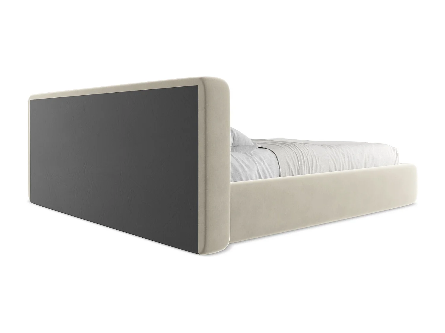 Lit coffre en velours 180 x 200 - perle - KIANA