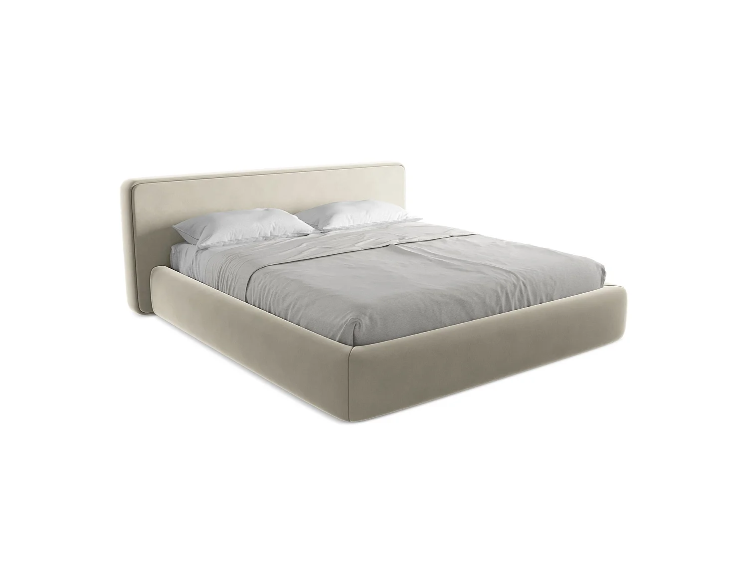 Lit coffre en velours 220 x 225 - perle - FIRENZE