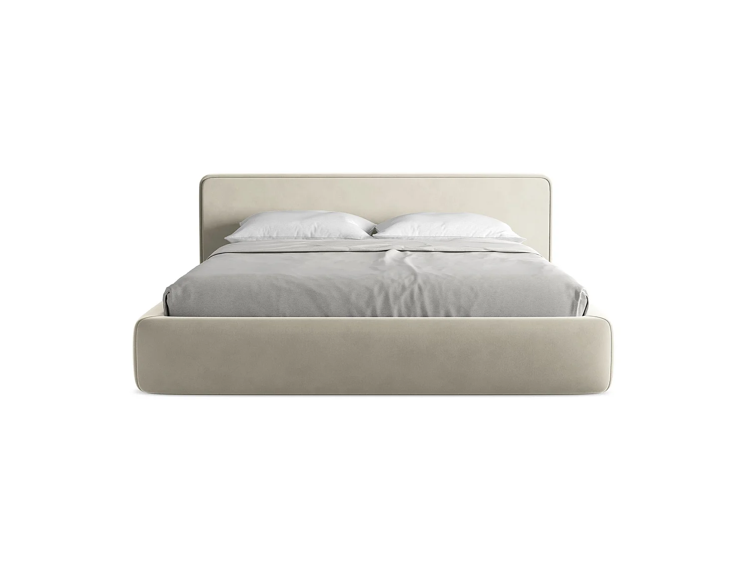 Lit coffre en velours 220 x 225 - perle - FIRENZE