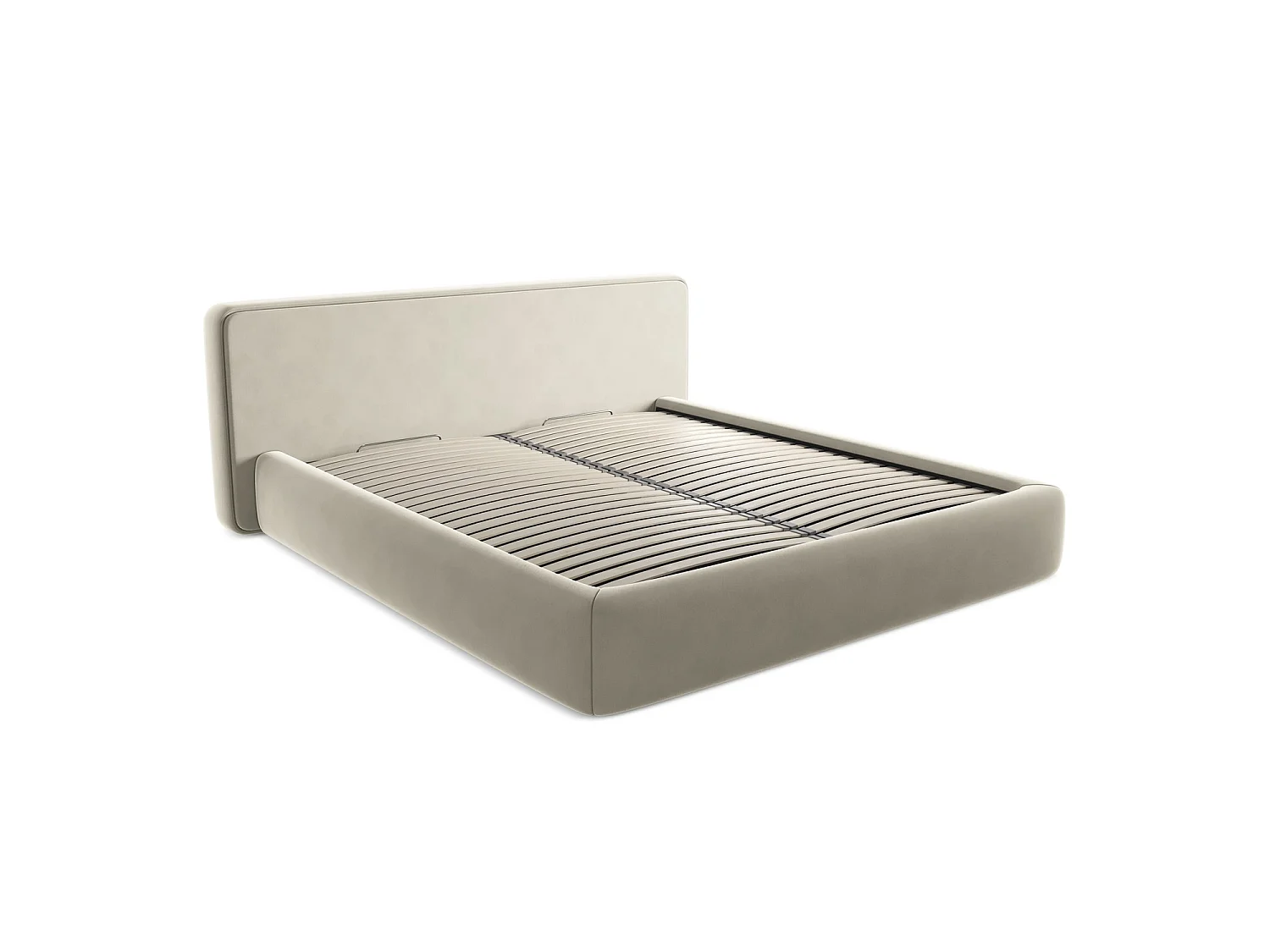 Lit coffre en velours 220 x 225 - perle - FIRENZE