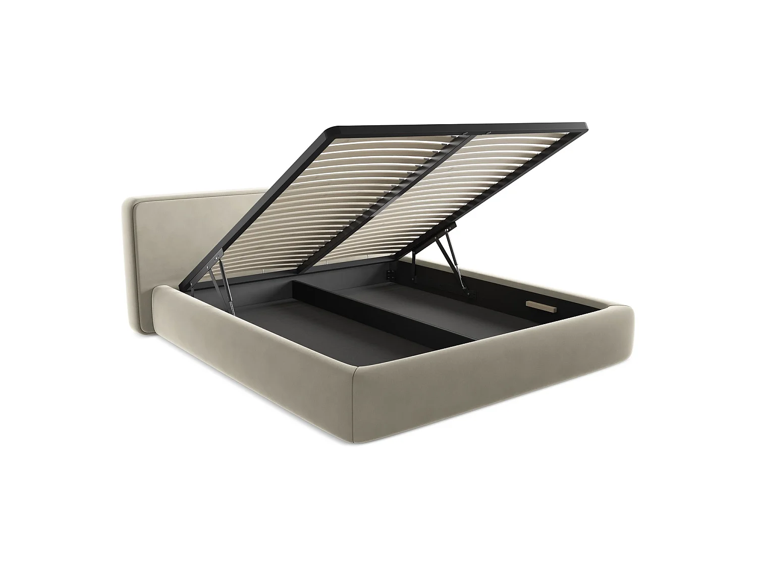 Lit coffre en velours 220 x 225 - perle - FIRENZE