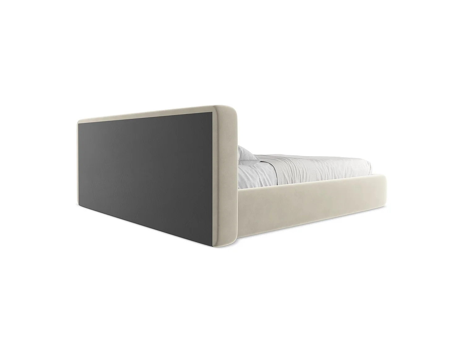 Lit coffre en velours 220 x 225 - perle - FIRENZE
