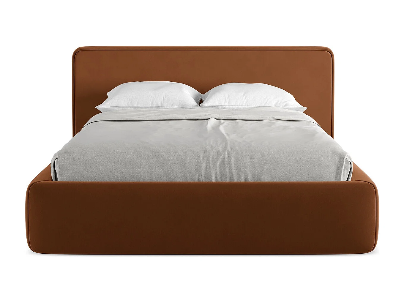 Lit coffre en velours 140 x 200 - terre cuite - KIANA