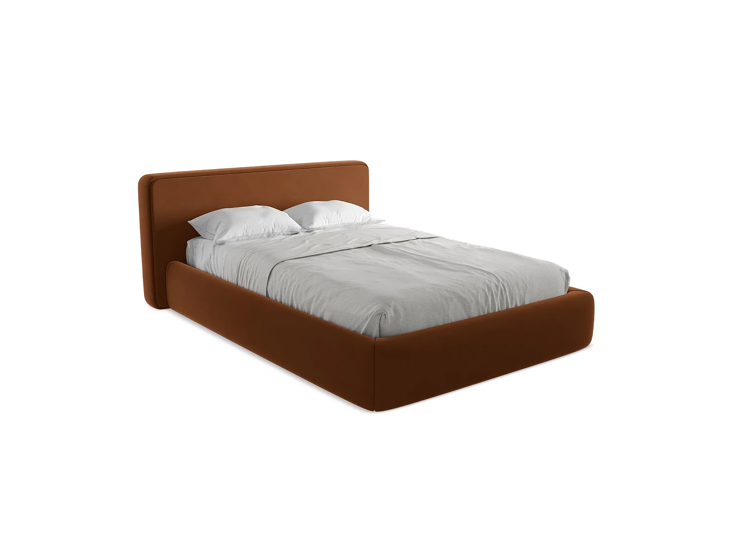 Lit coffre en velours 180 x 225 - terre cuite - FIRENZE
