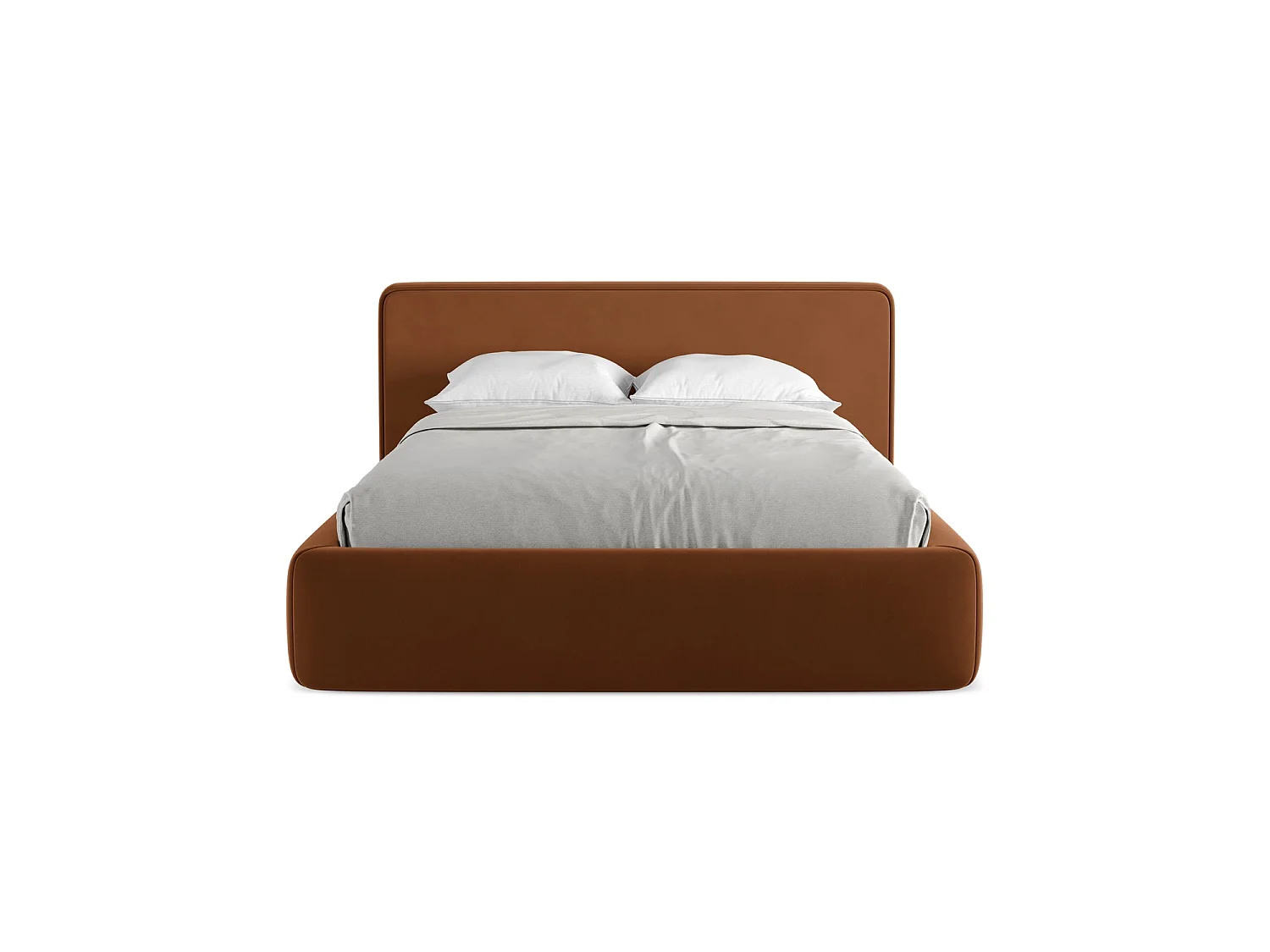 Lit coffre en velours 180 x 225 - terre cuite - FIRENZE