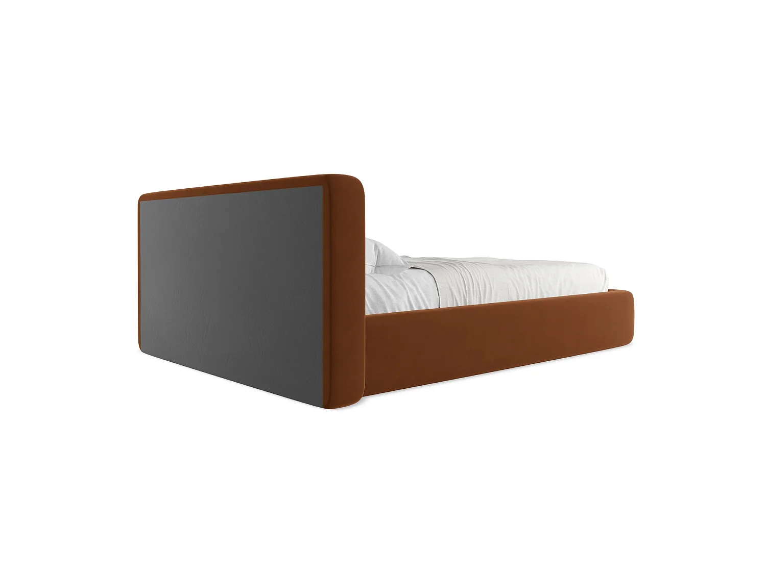 Lit coffre en velours 180 x 225 - terre cuite - FIRENZE