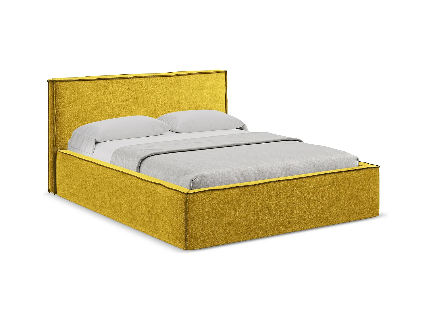 Bed met opbergruimte 180 x 228 - chenille stof - mosterd - ANANI