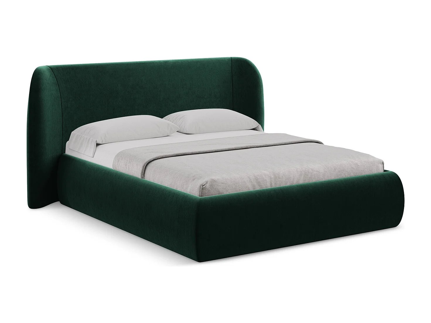 Bed met opbergruimte 210 x 215 - velours - flessengroen - HAUKE