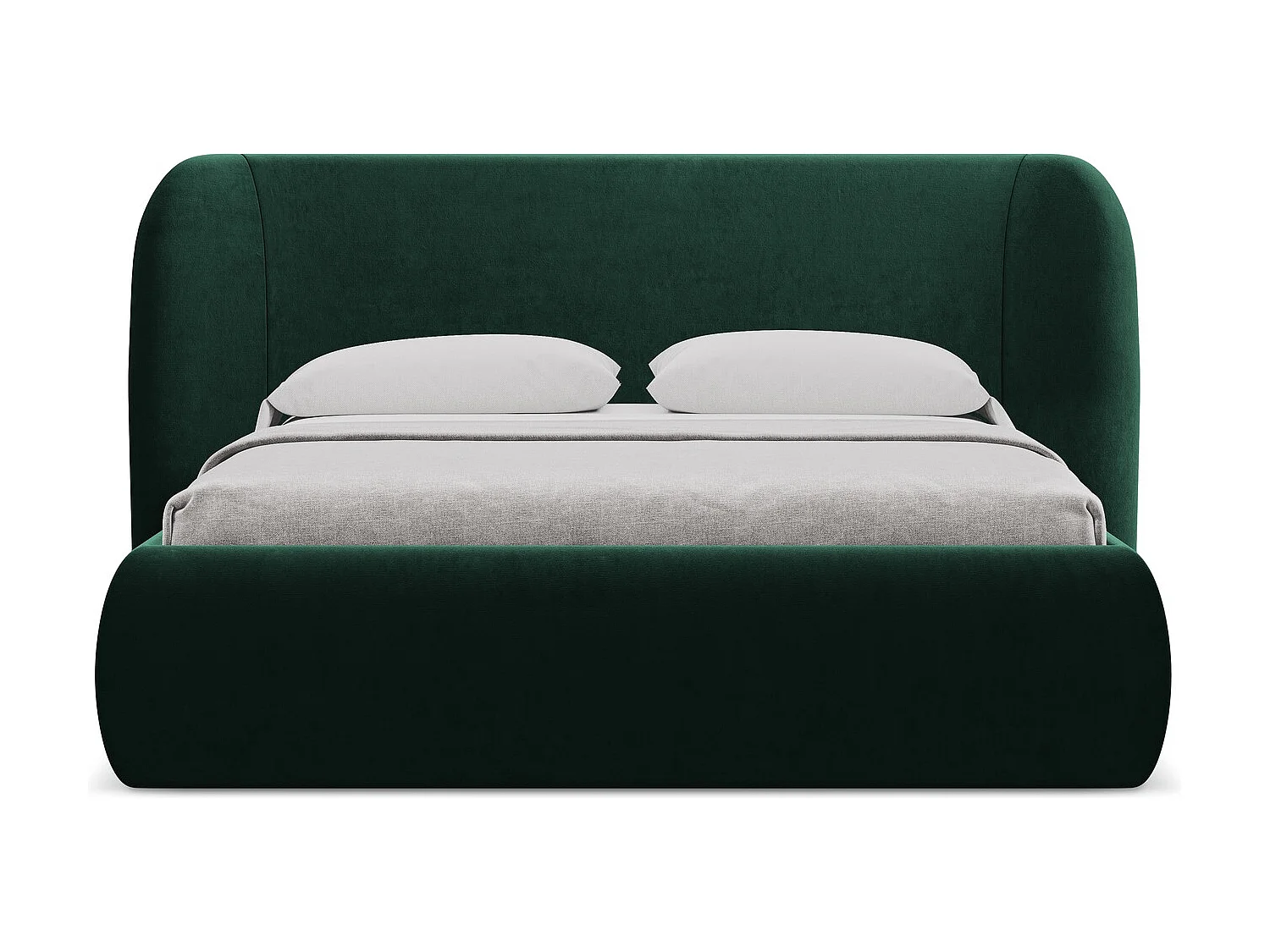 Bett mit Bettkasten - 210 x 215 - Samt - Flaschengrün - HAUKE