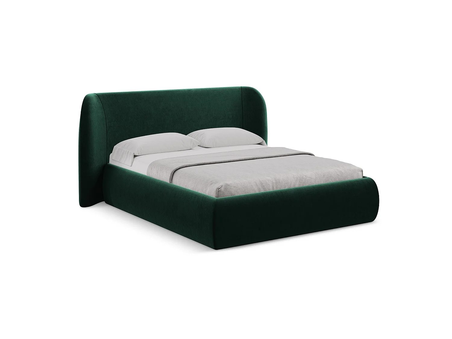 Lit coffre en velours 210 x 215 - bouteille verte - TRIESTE
