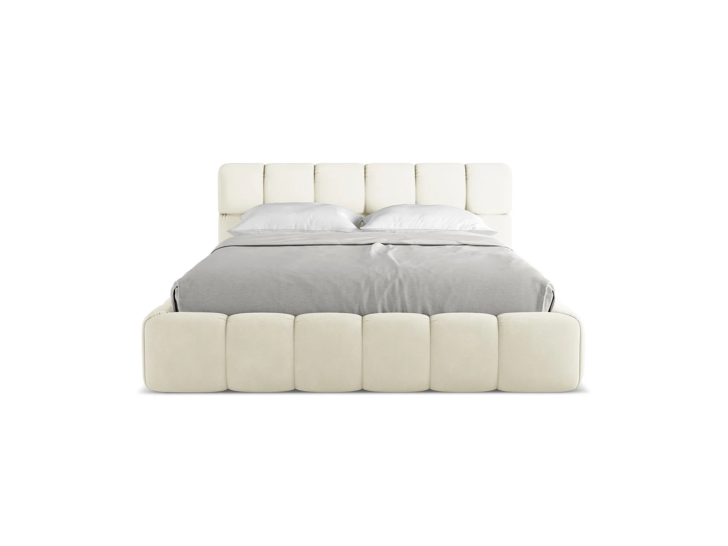 Lit coffre en tissu chenille 180 x 228 - beige - ROMA