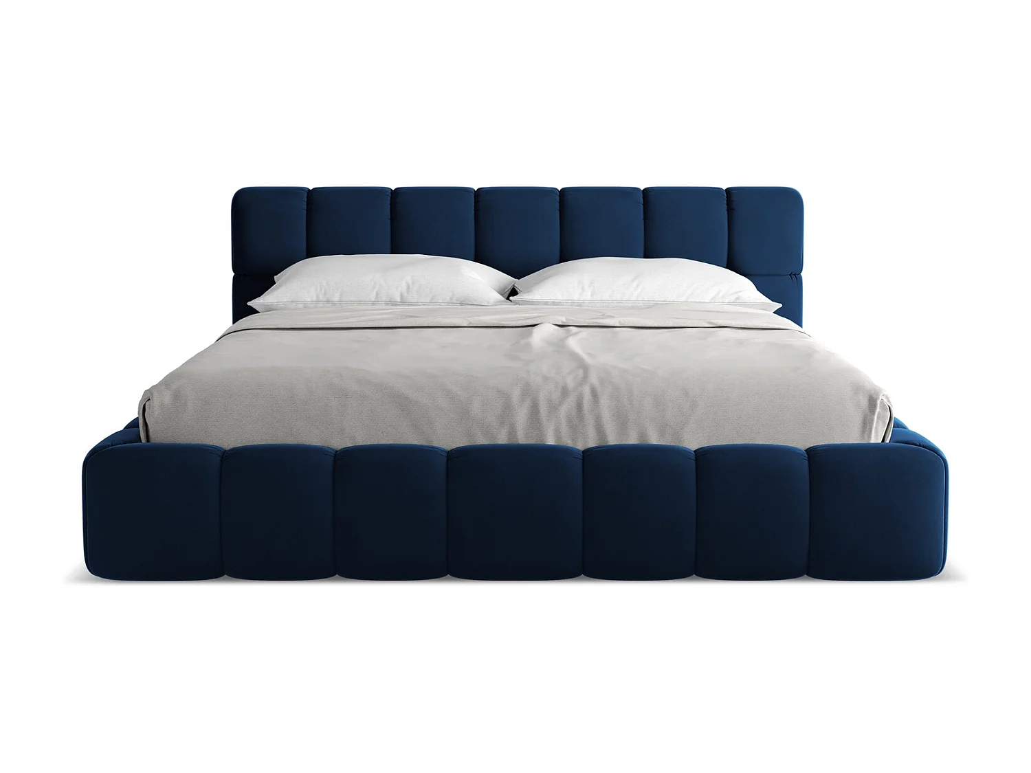 Lit coffre en velours 180 x 200 - bleu royal - NALU