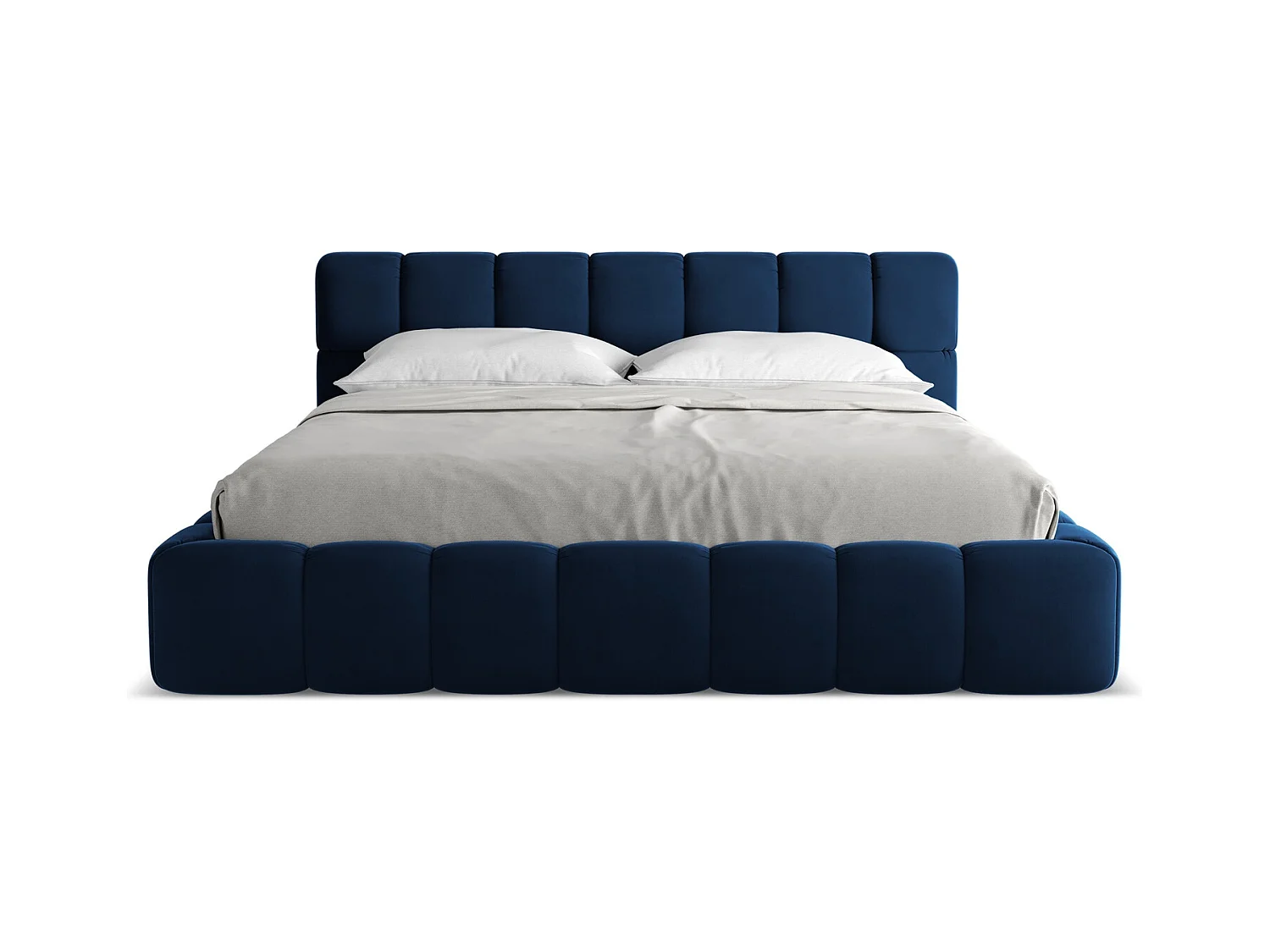 Łóżko 200 x 228 - z weluru - królewski niebieski - NALU