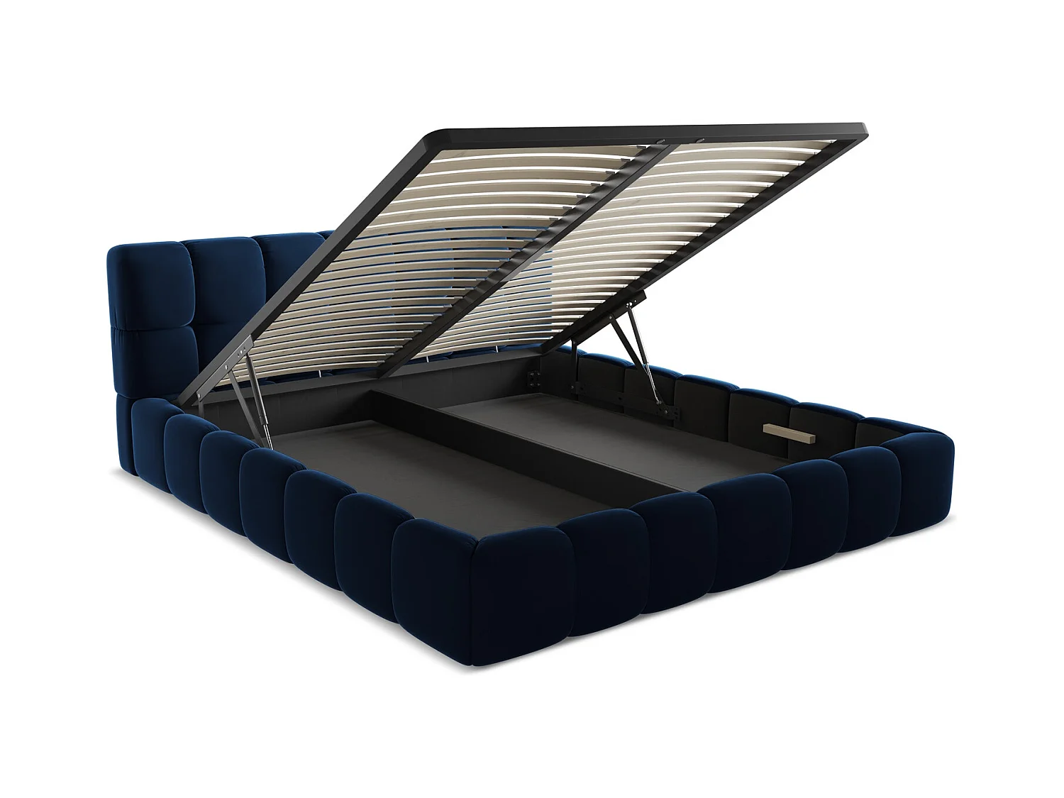 Łóżko 200 x 228 - z weluru - królewski niebieski - NALU