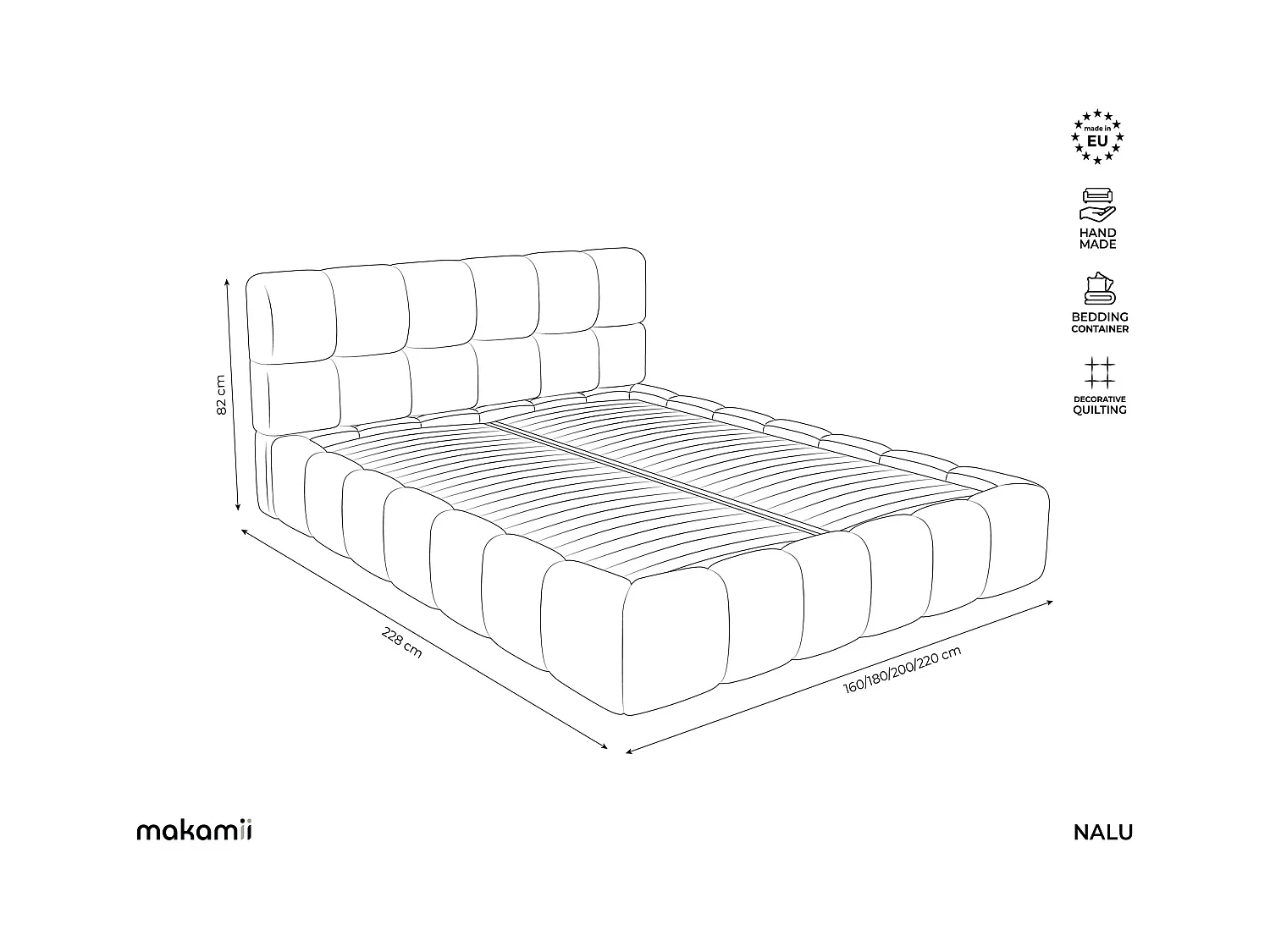 Łóżko 200 x 228 - z weluru - królewski niebieski - NALU