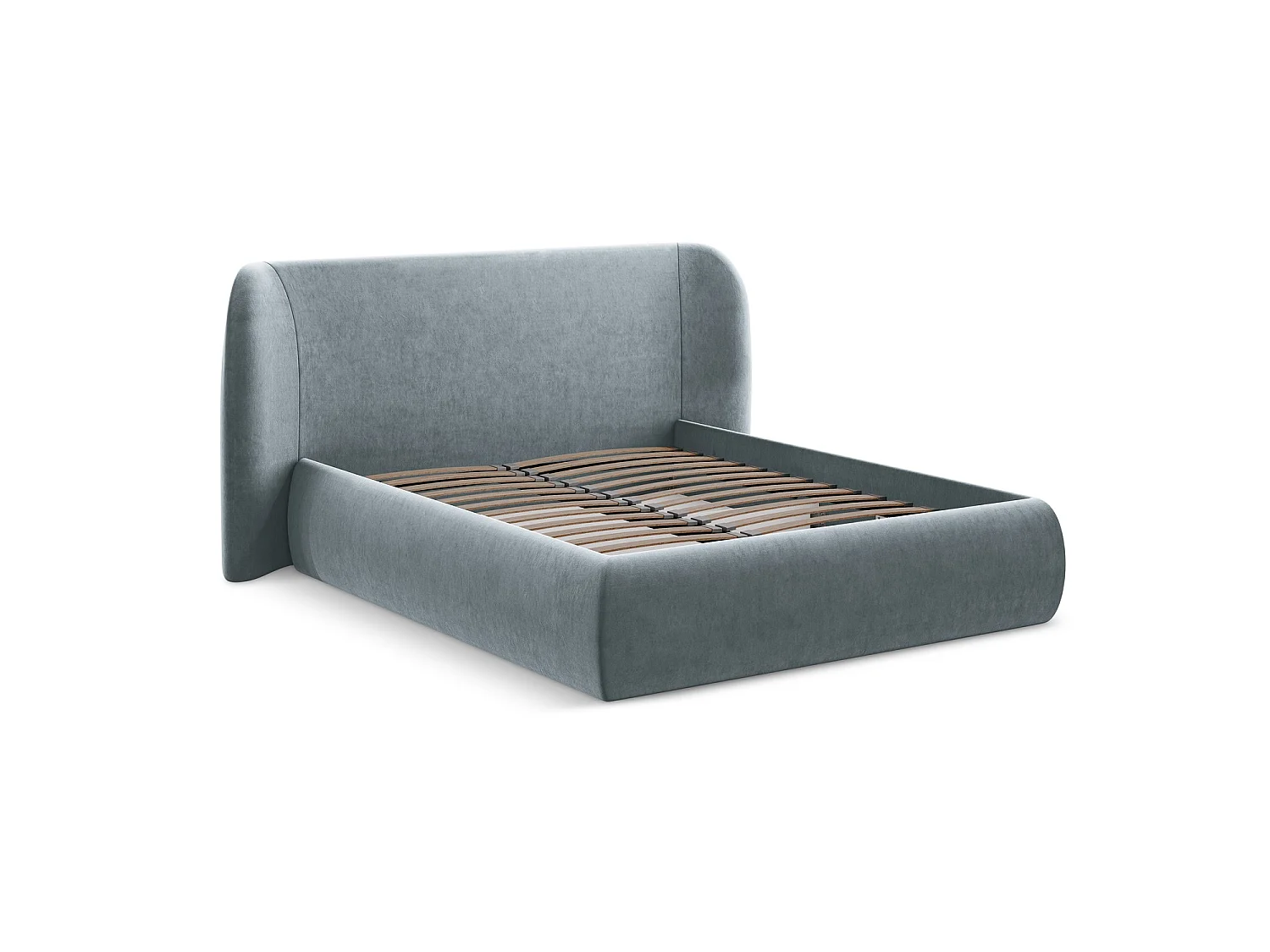 Lit coffre en velours 230 x 215 - bleu clair - TRIESTE
