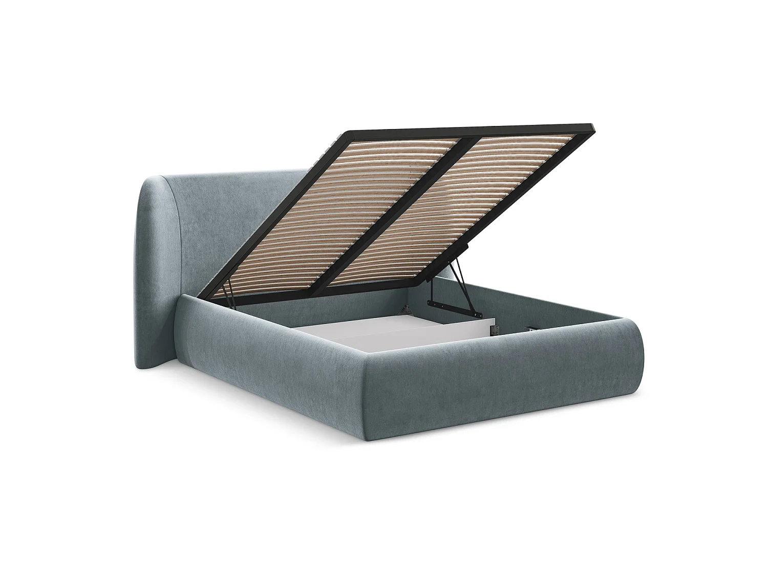 Lit coffre en velours 230 x 215 - bleu clair - TRIESTE