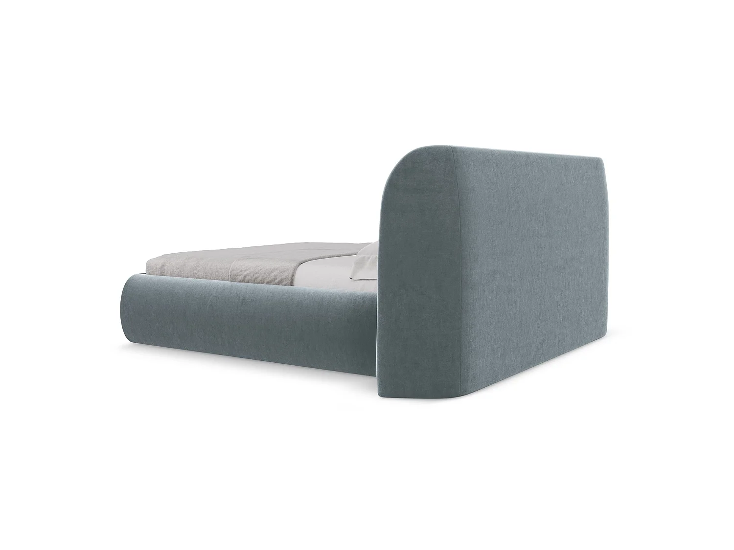 Lit coffre en velours 230 x 215 - bleu clair - TRIESTE