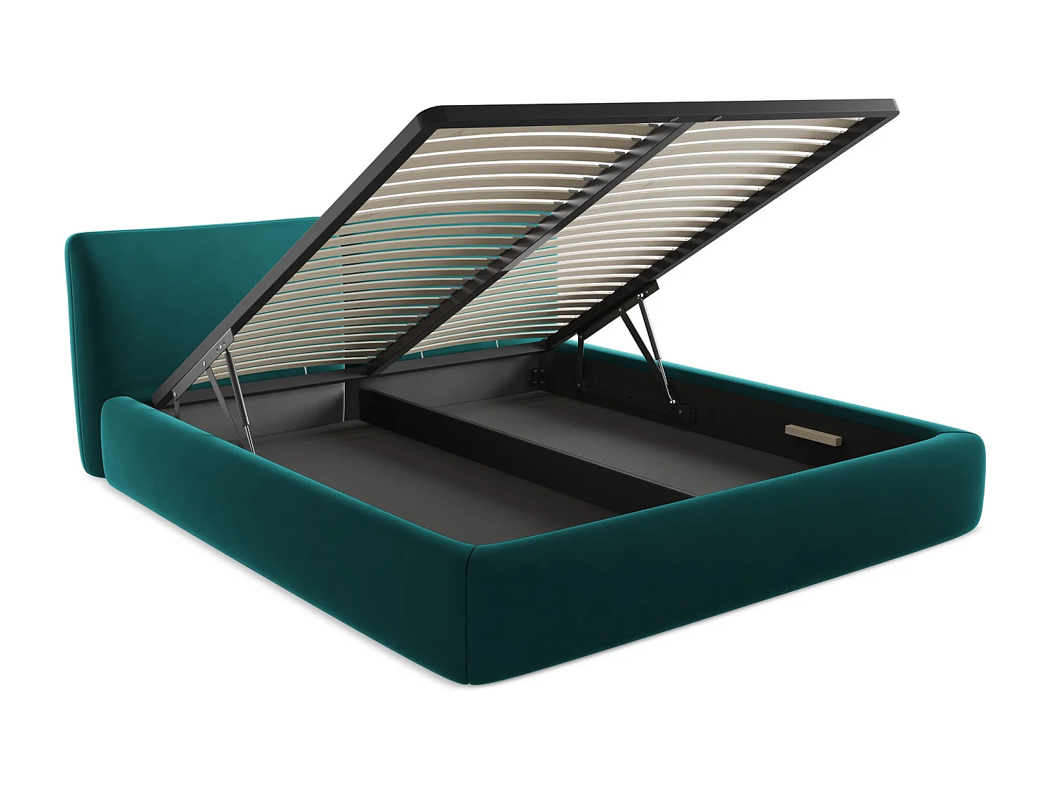 Bett mit Bettkasten - 200 x 228 - Samt - Marine - HOKU