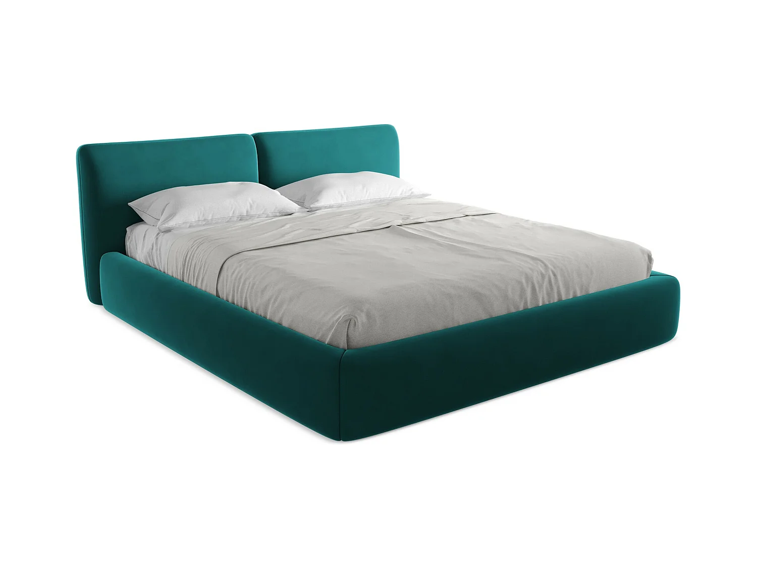 Bett mit Bettkasten - 200 x 228 - Samt - Marine - HOKU