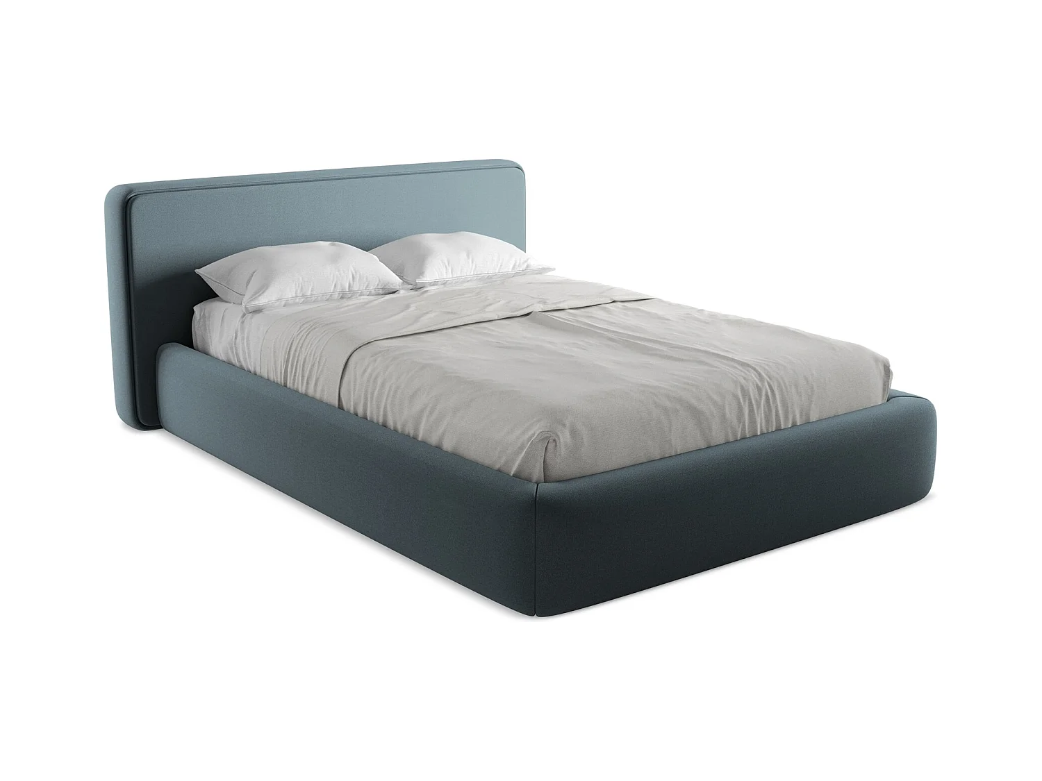 Bett mit Bettkasten - 180 x 225 - Bouclé - Jeans - KIANA