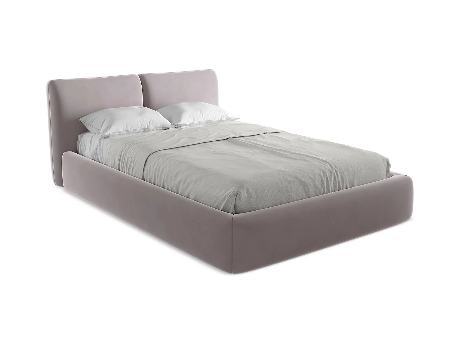 Bett mit Bettkasten - 160 x 228 - Samt - Lavendel - HOKU