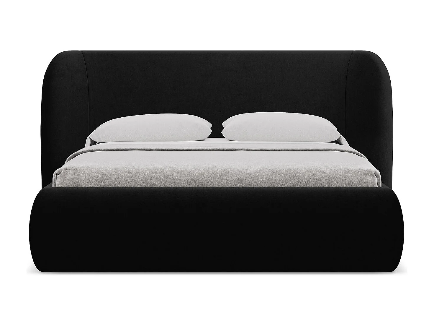 Lit coffre en velours 160 x 200 - noir - HAUKE