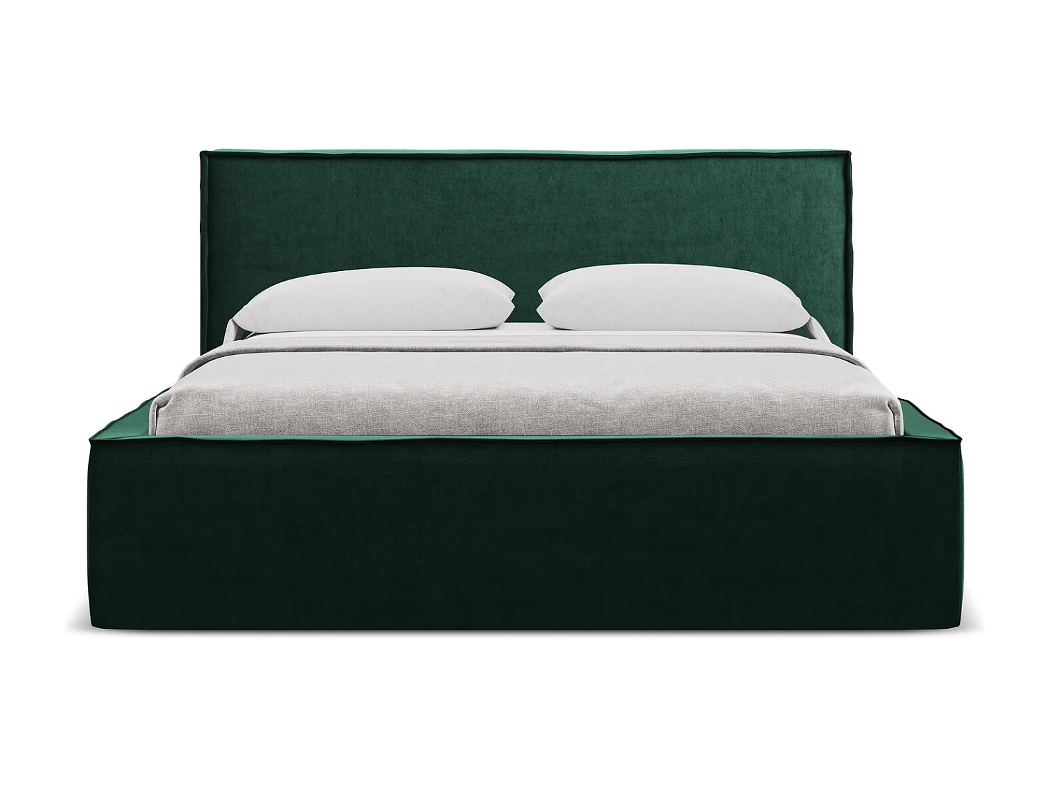 Lit coffre en velours 160 x 200 - bouteille verte - ANANI