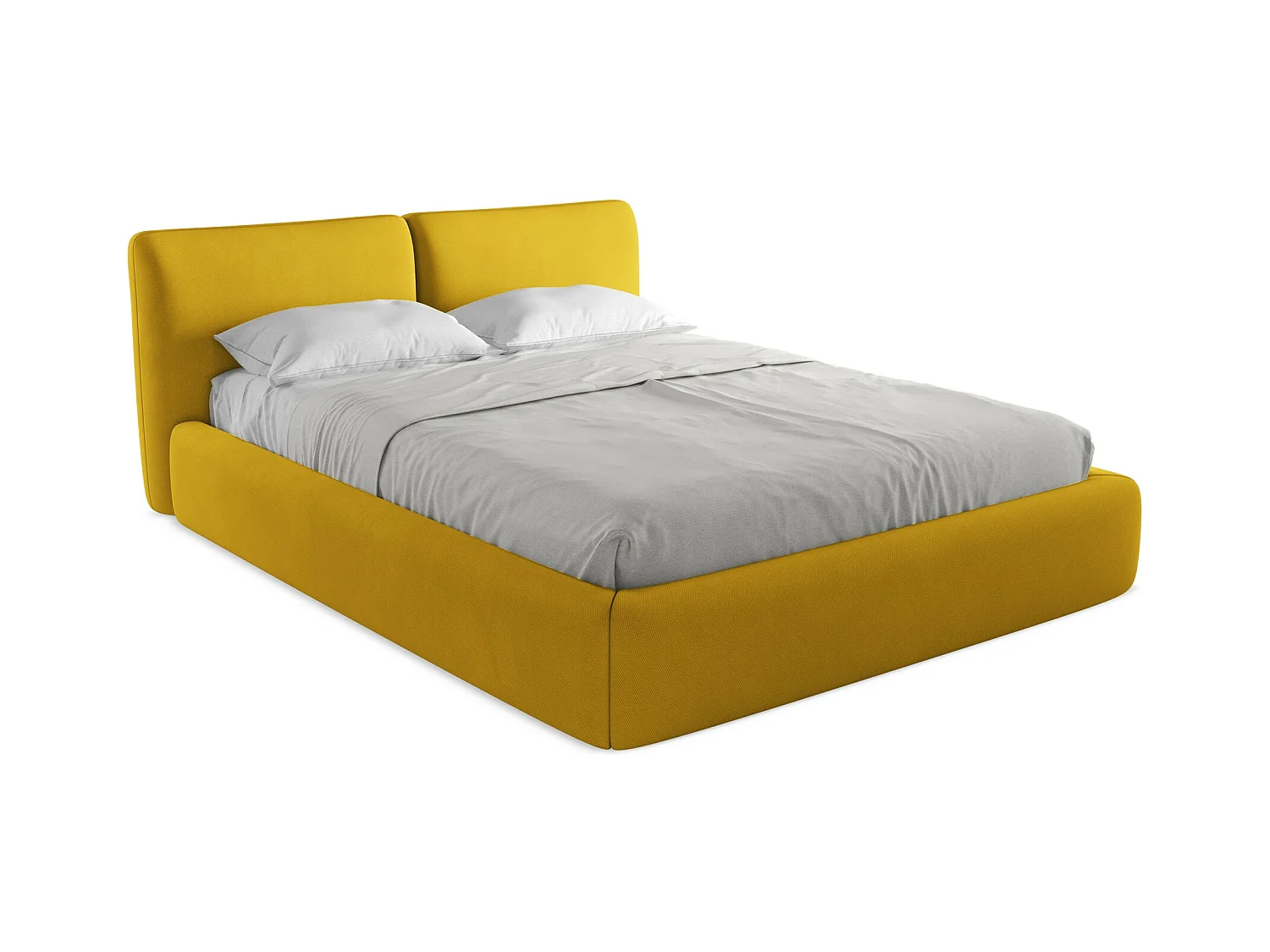 Bed met opbergruimte 180 x 228 - chenille stof - mosterd - HOKU