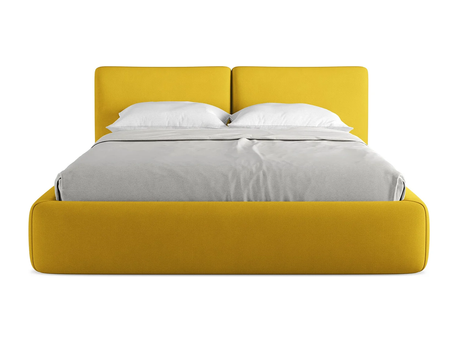 Lit coffre en tissu chenille 160 x 200 - moutarde - HOKU