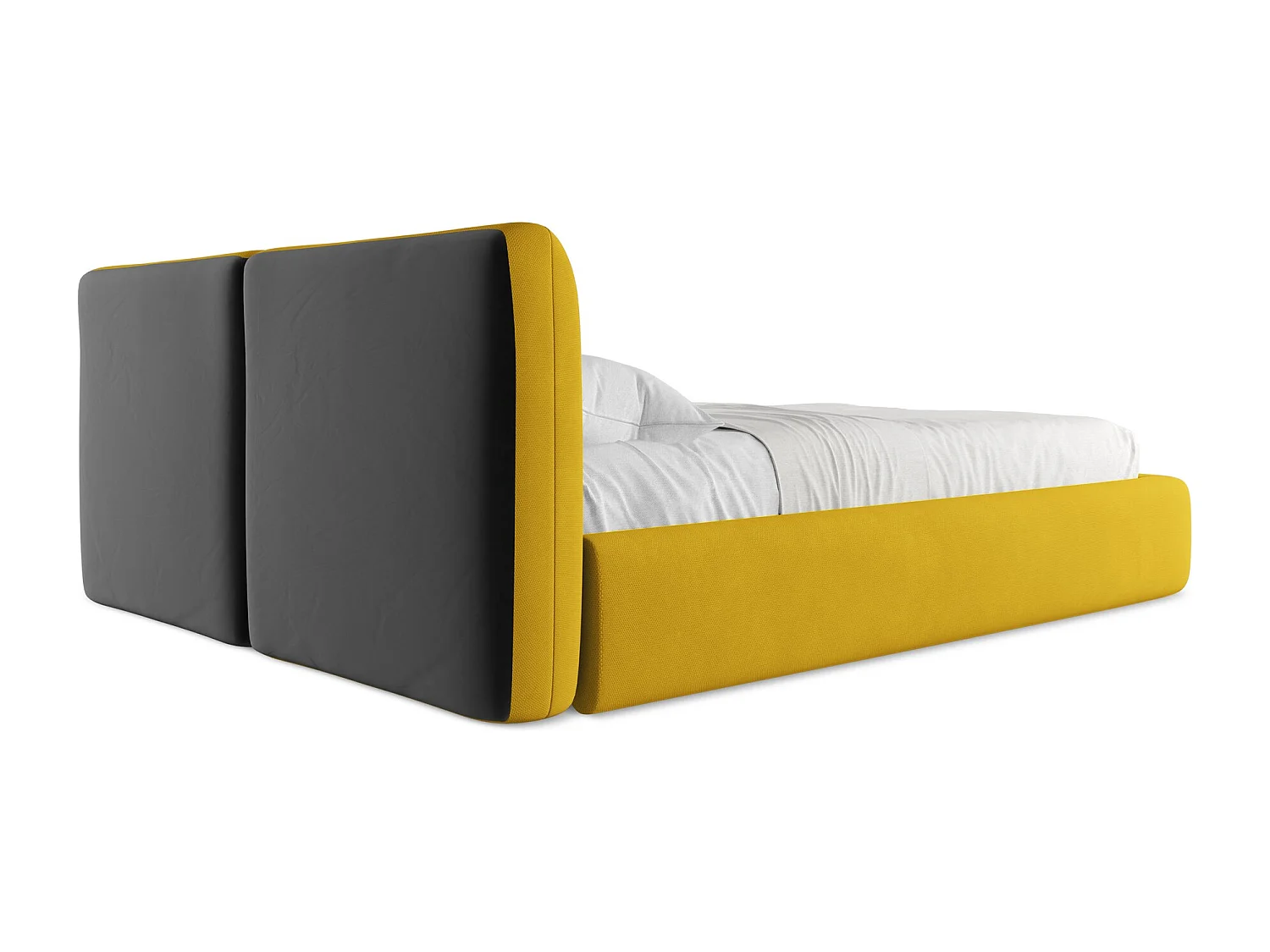 Lit coffre en tissu chenille 160 x 200 - moutarde - HOKU