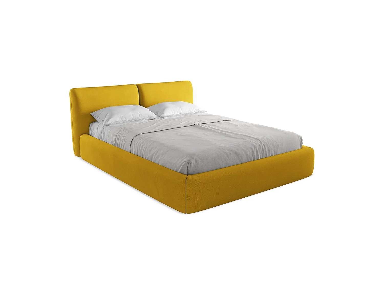 Bed met opbergruimte 180 x 228 - chenille stof - mosterd - MILANO