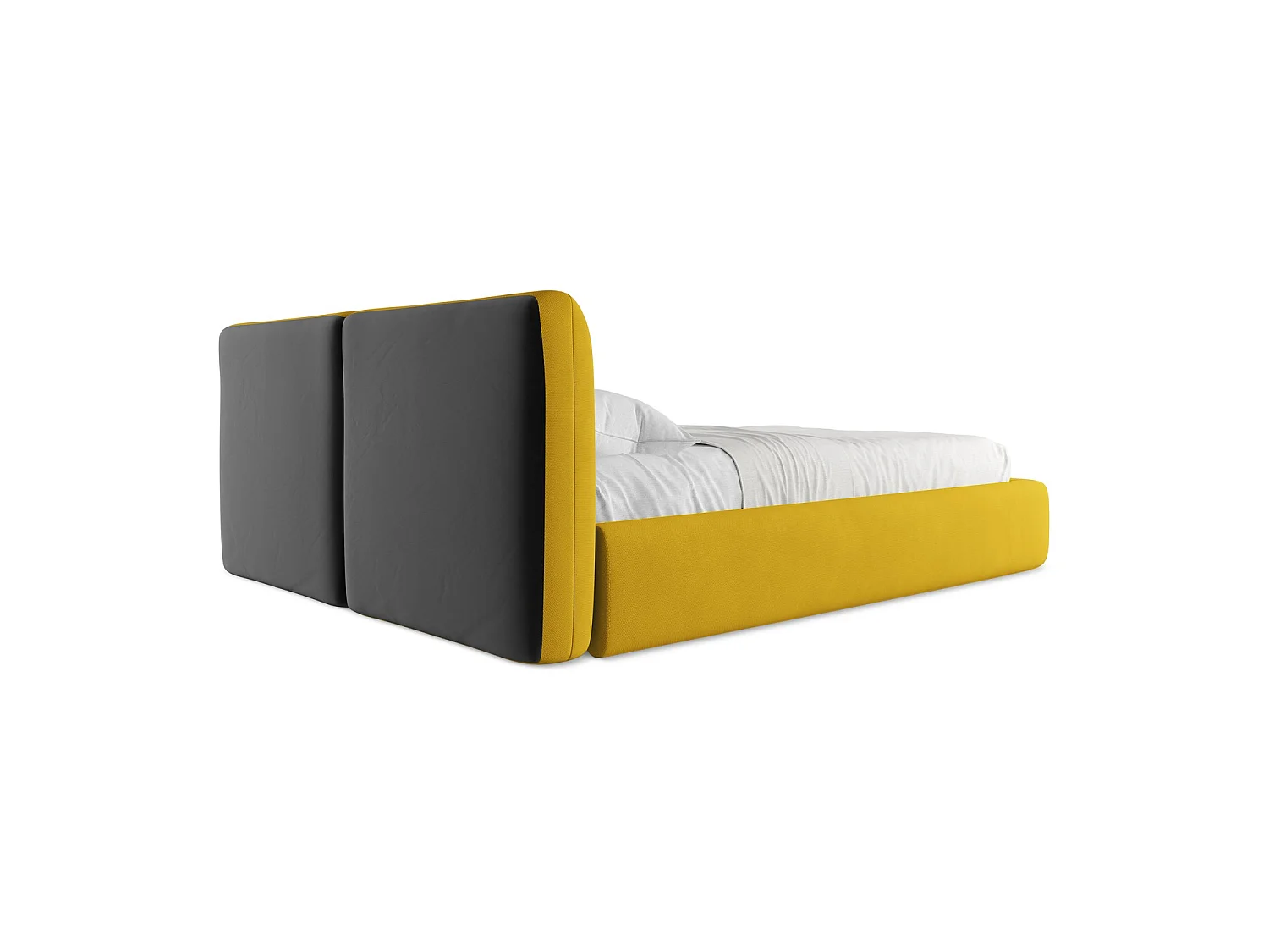 Bed met opbergruimte 180 x 228 - chenille stof - mosterd - MILANO