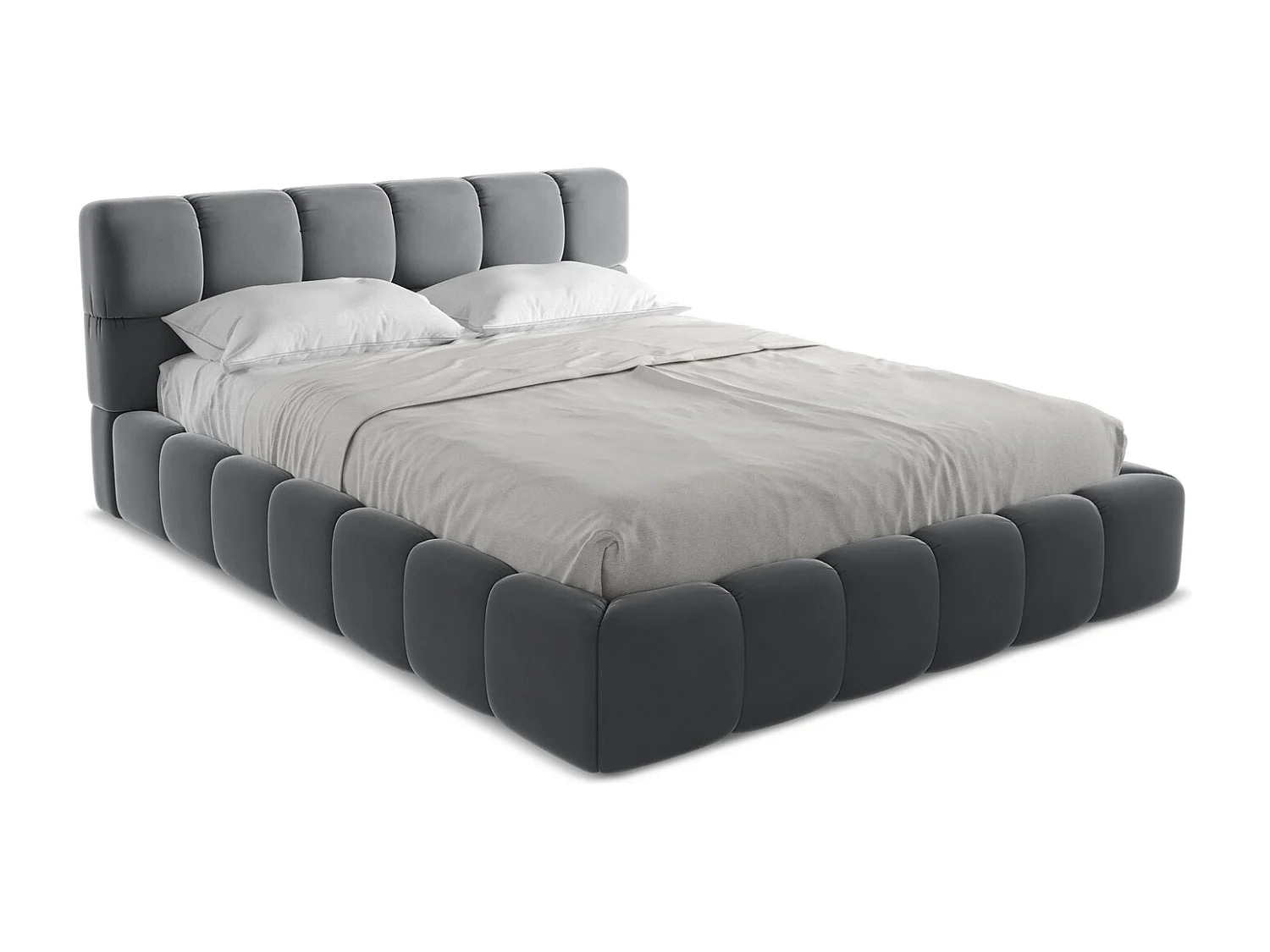 Bett mit Bettkasten - 180 x 228 - Samt - Stahl - NALU